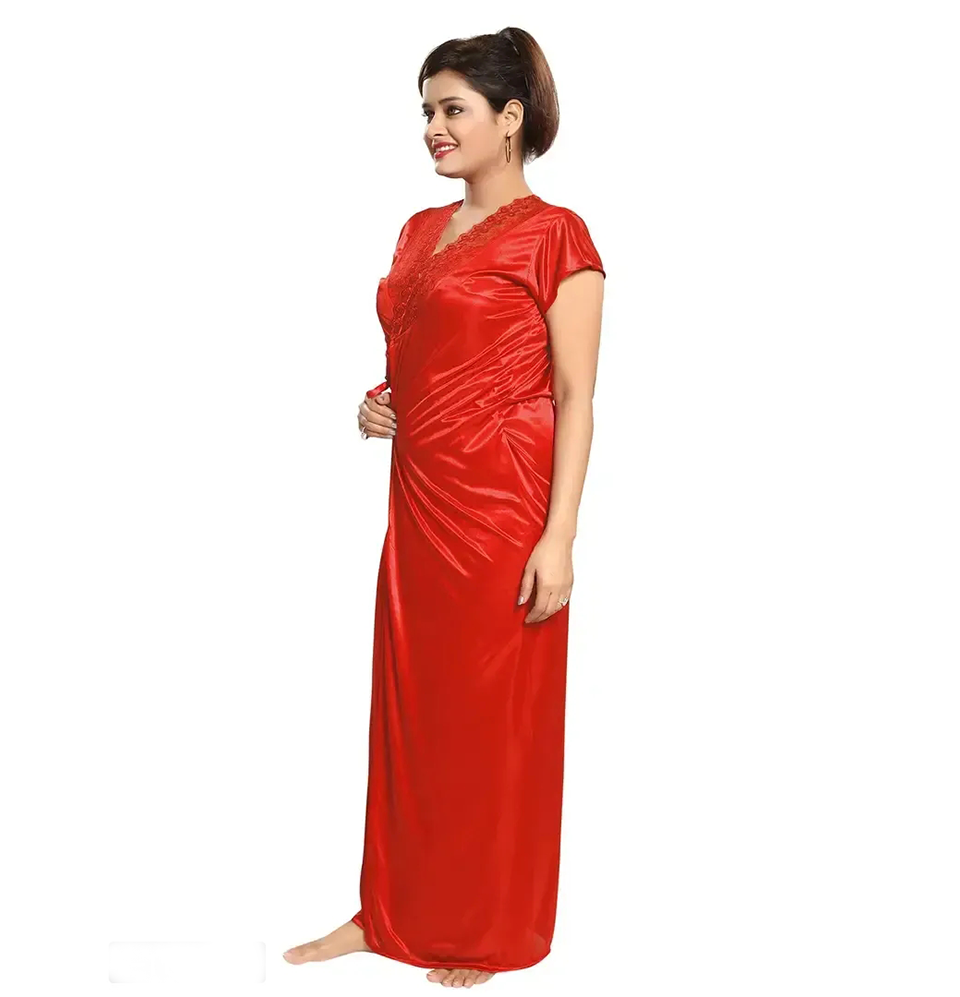 Romaisa Women's Satin Solid Maxi Length Nighty